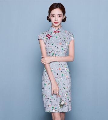 小清新中式改良日常少女棉麻旗袍连衣裙
